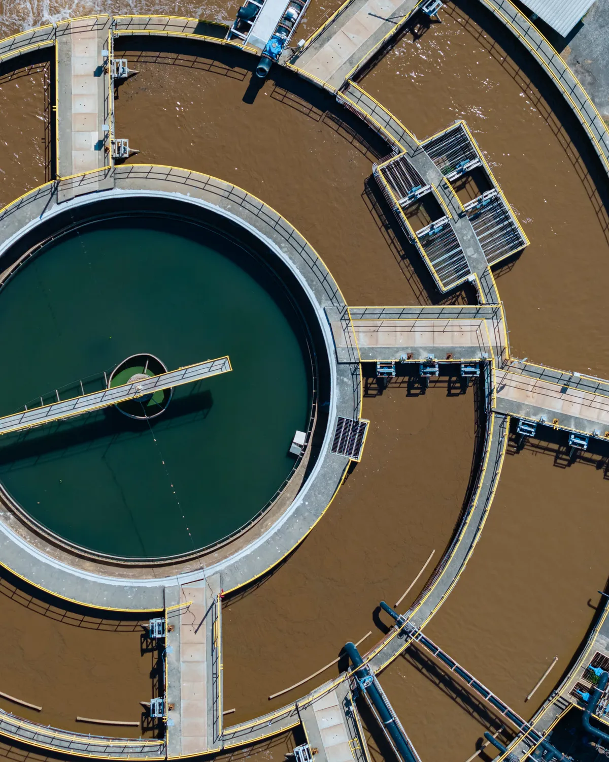 Estação de tratamento de efluentes vista aérea